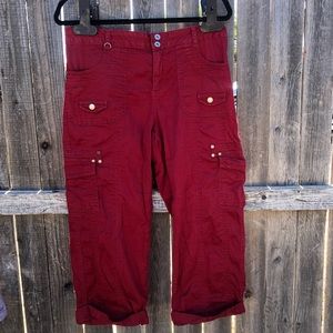 Style & Co Deep Red Cargo Capri Pants